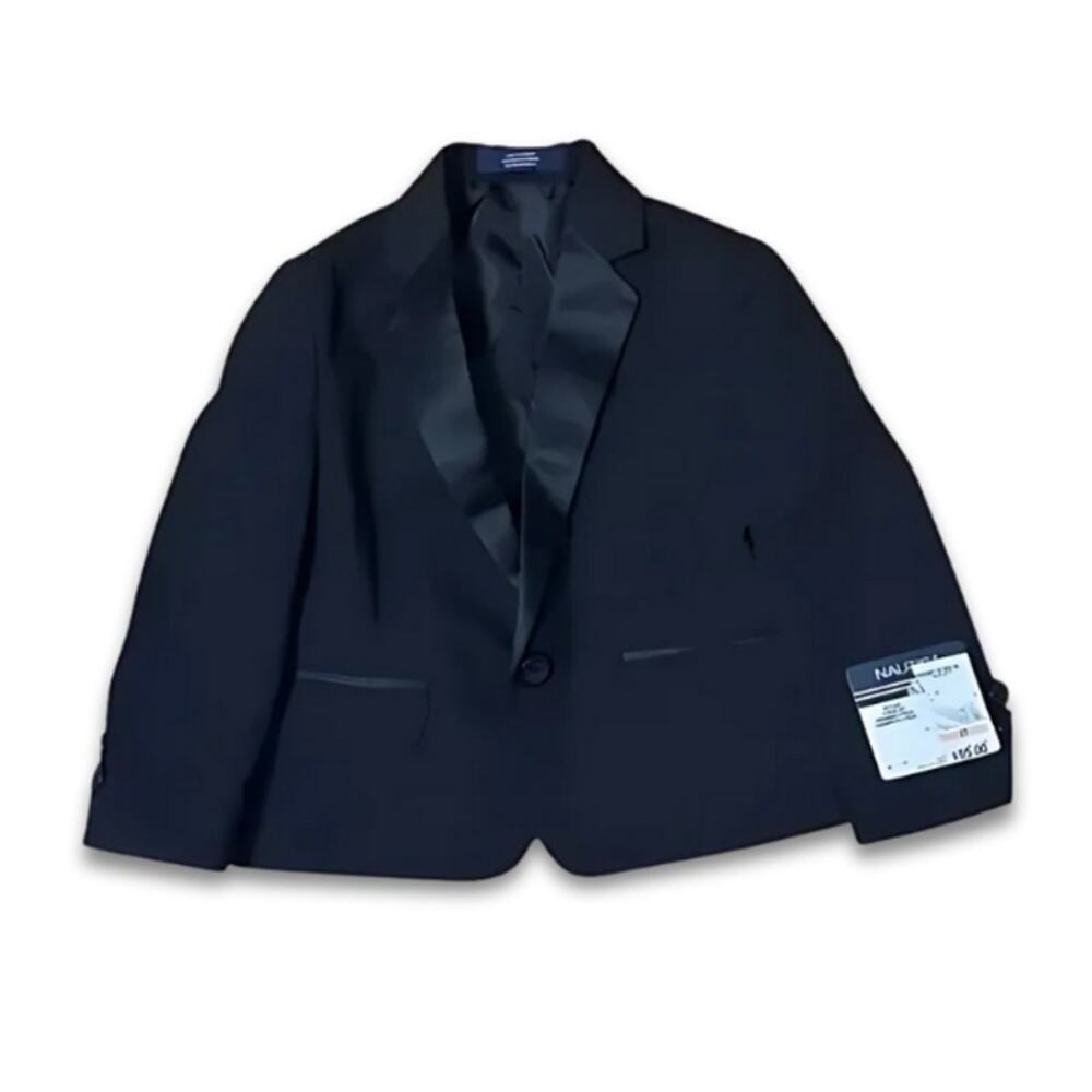 Nautica Formal Suit Jacket Single Button Notched Lapel Front Pocket Black 2T NWT